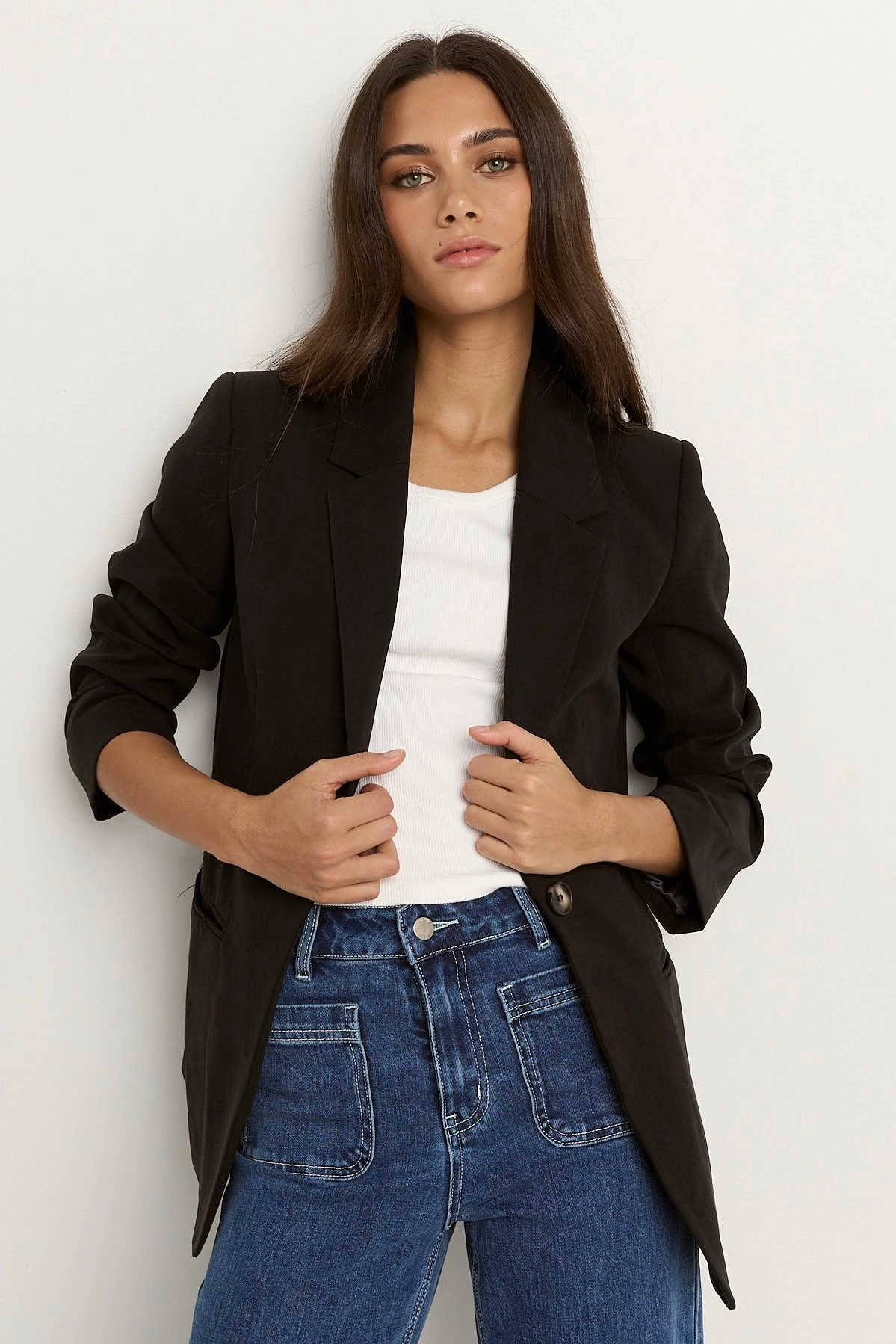 Anti-static Versatile Layering Atlantic Black Lyocell Cotton Classic Blazer