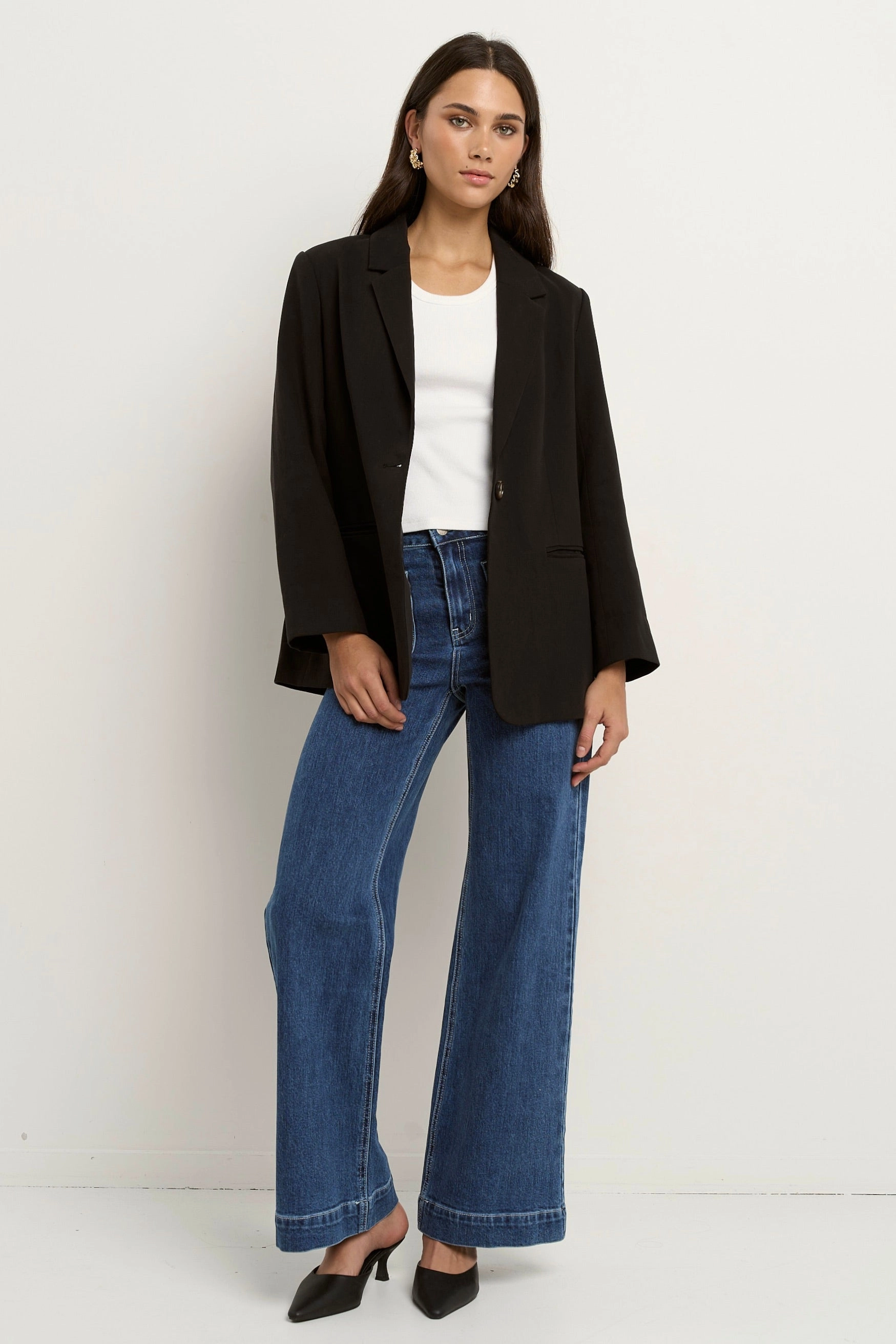 Current Style Work From Home Atlantic Black Lyocell Cotton Classic Blazer