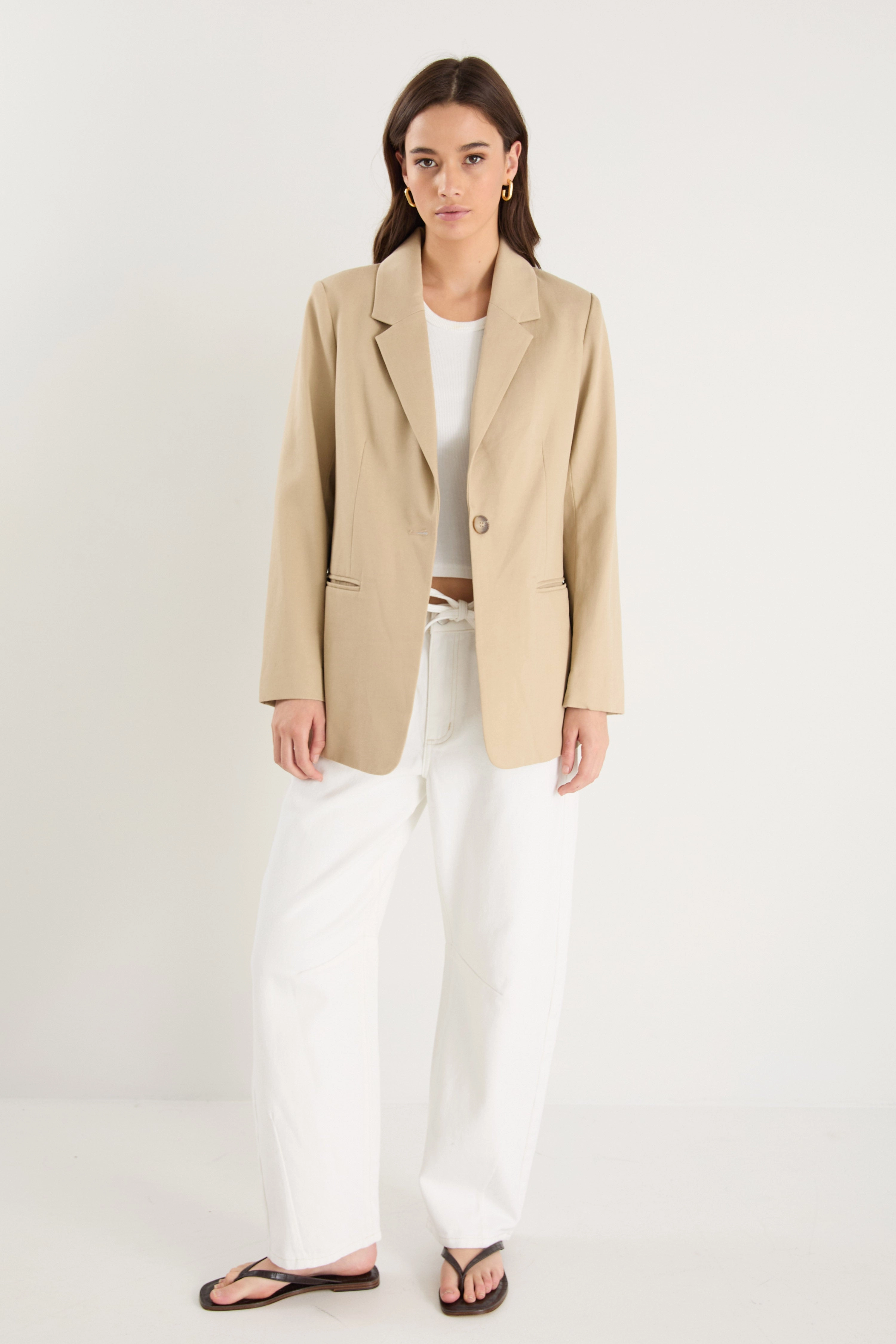 Atlantic Taupe Lyocell Cotton Classic Blazer Holiday Style