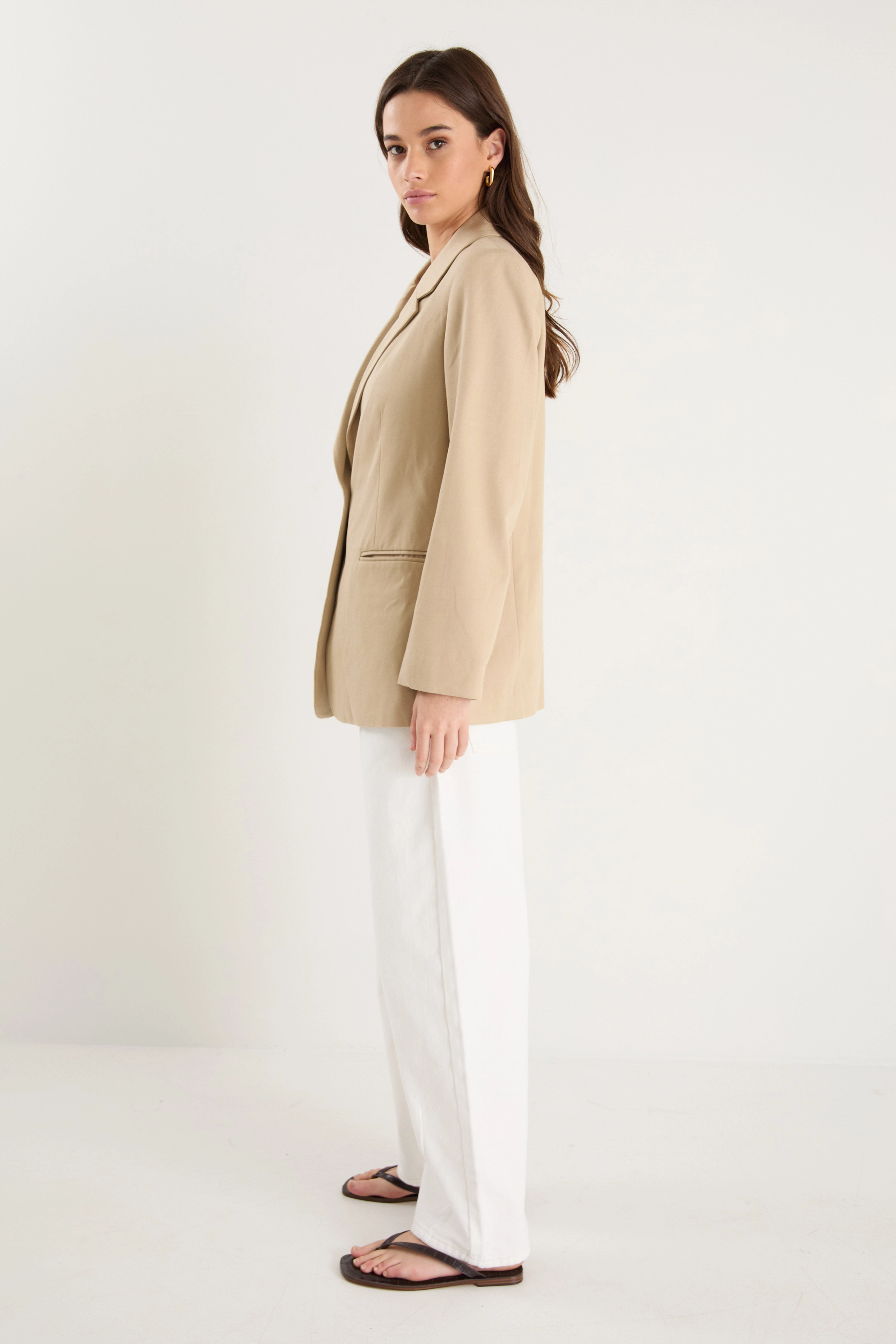 Atlantic Taupe Lyocell Cotton Classic Blazer Seasonal Essential