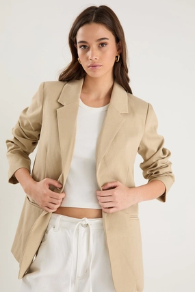 Reinforced Collar Atlantic Taupe Lyocell Cotton Classic Blazer