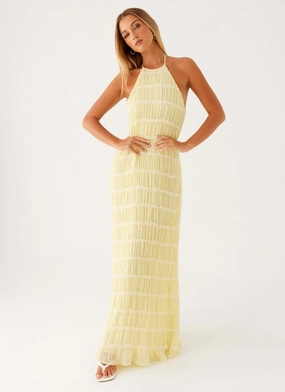 Comfortable Layer Silky Touch Aullie Maxi Dress - Yellow