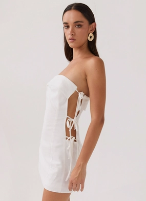 Limited-Edition Clean Finish Aura Tie Tube Dress - White