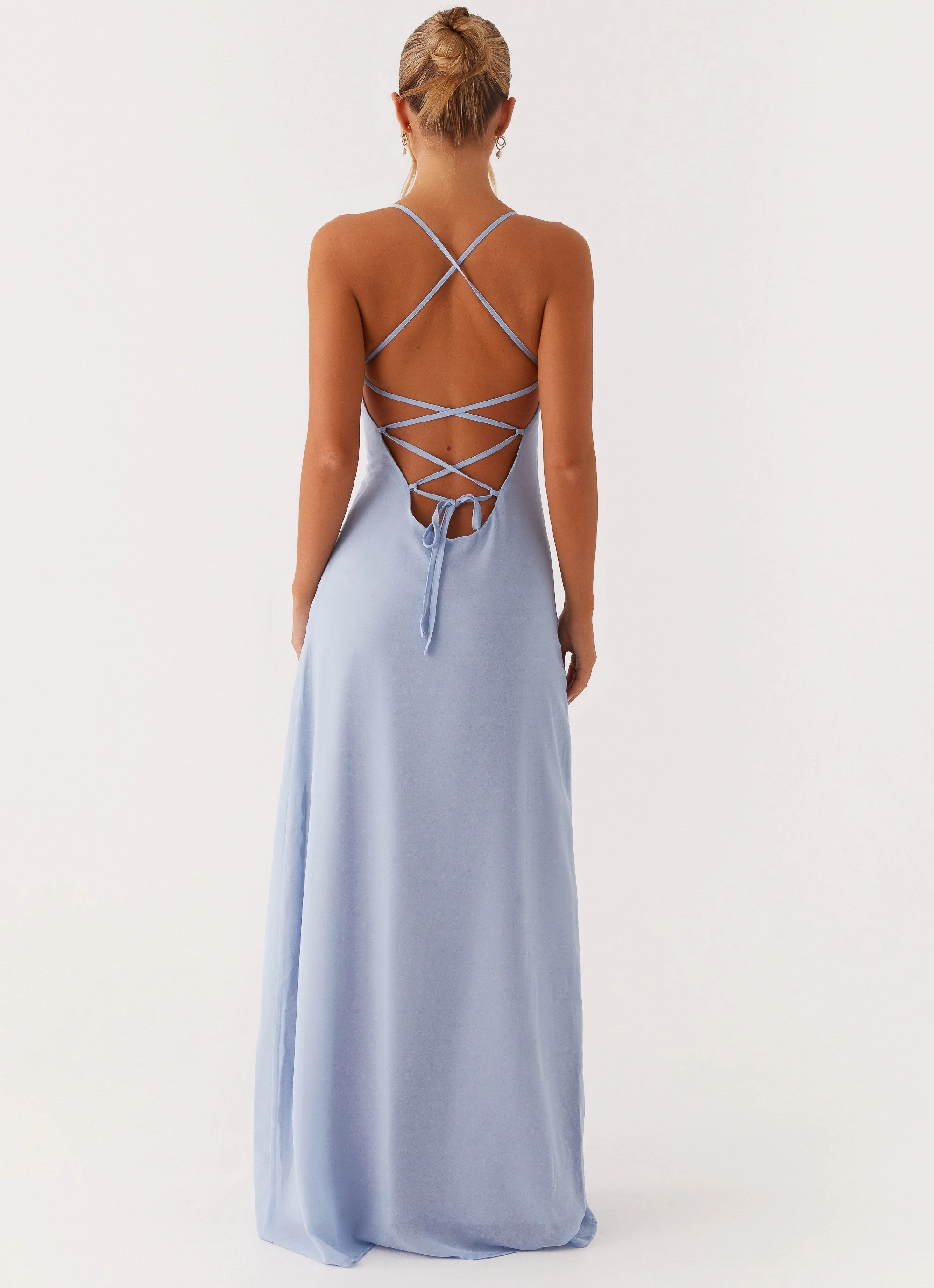 Aveline Bustier Maxi Dress - Blue Sleek Waistband