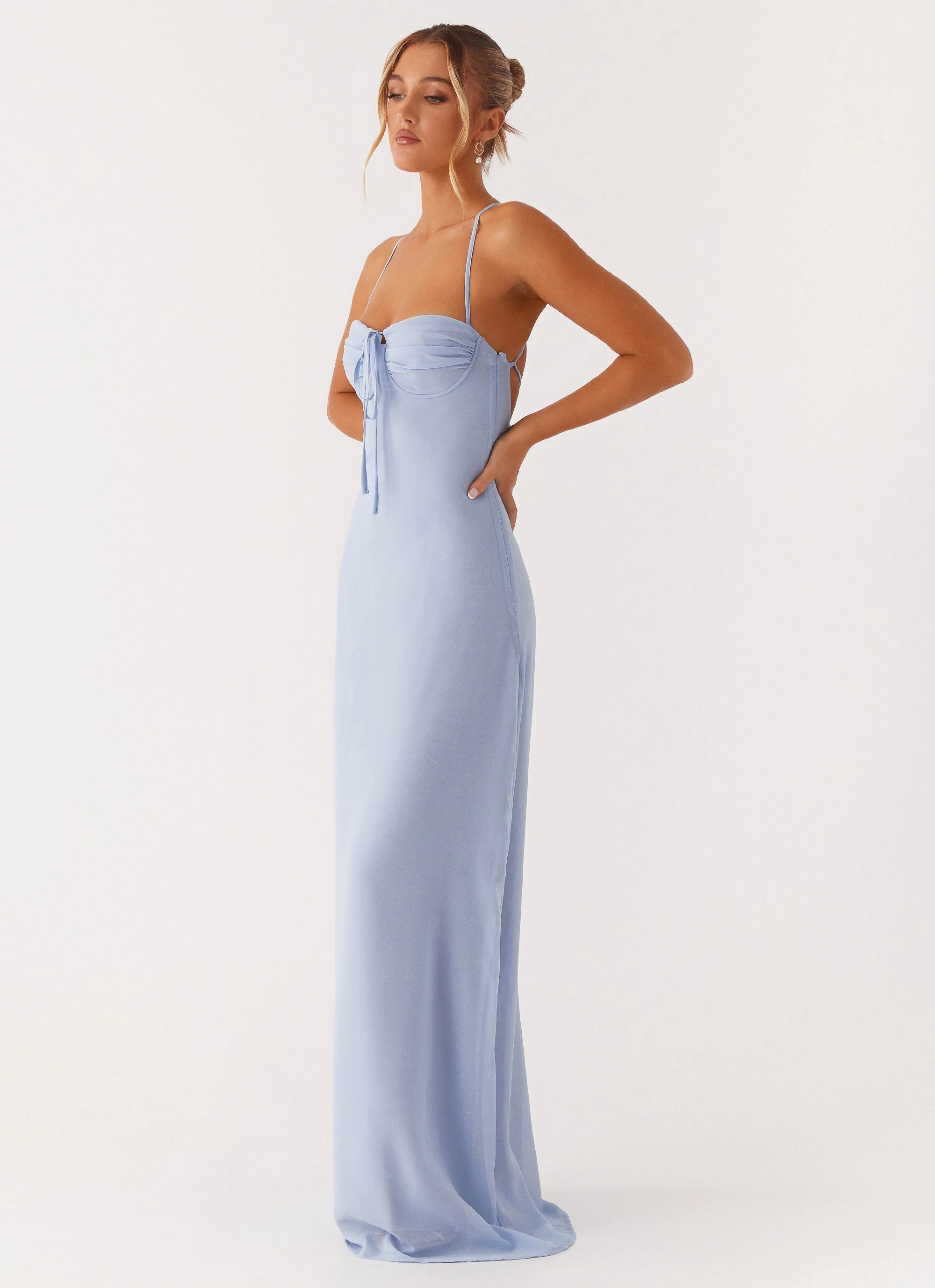 Aveline Bustier Maxi Dress - Blue Natural Style Subtle Flex