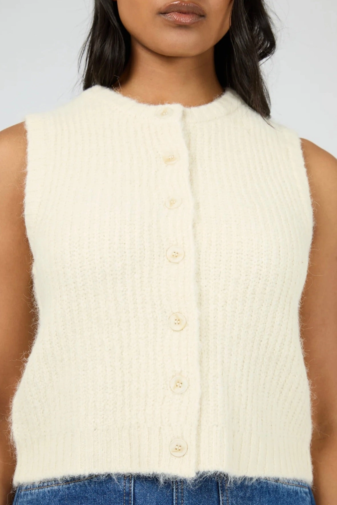 Rust - proof Aya Vanilla Knit Button Through Vest