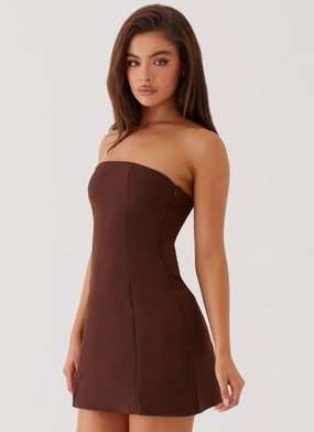 Ayanna Strapless Mini Dress - Chocolate Fall Mood Trendy Design