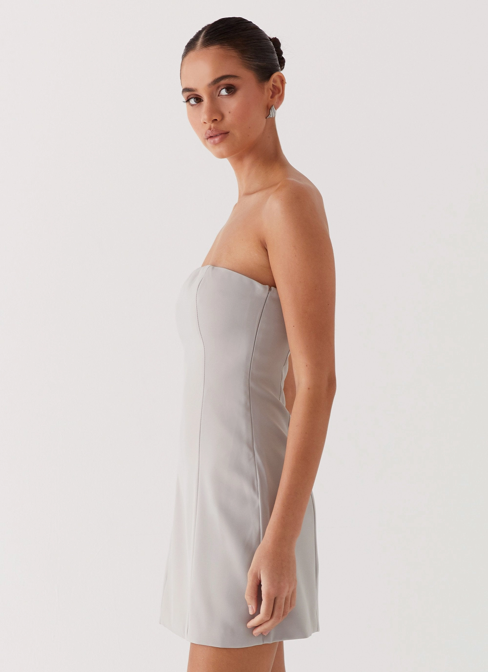 Ayanna Strapless Mini Dress - Grey Summer Ready