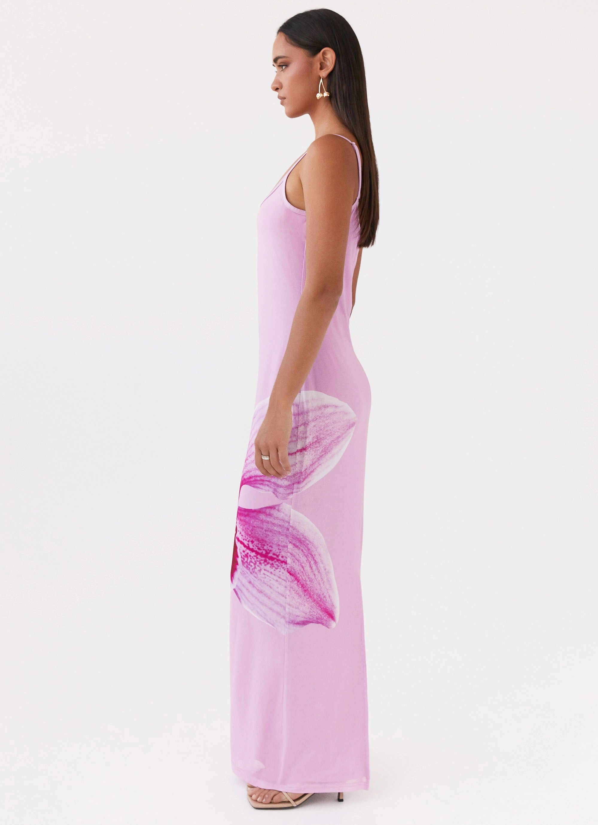 Bad News Mesh Maxi Dress - Pink Magnolia Shiny Zip