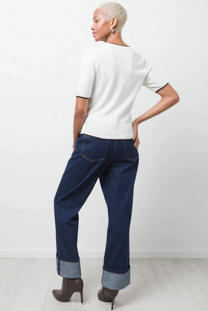 Soft Hoodie BreathableMeshInsert Ballerina Sleeve Crew Neck T-Shirt White