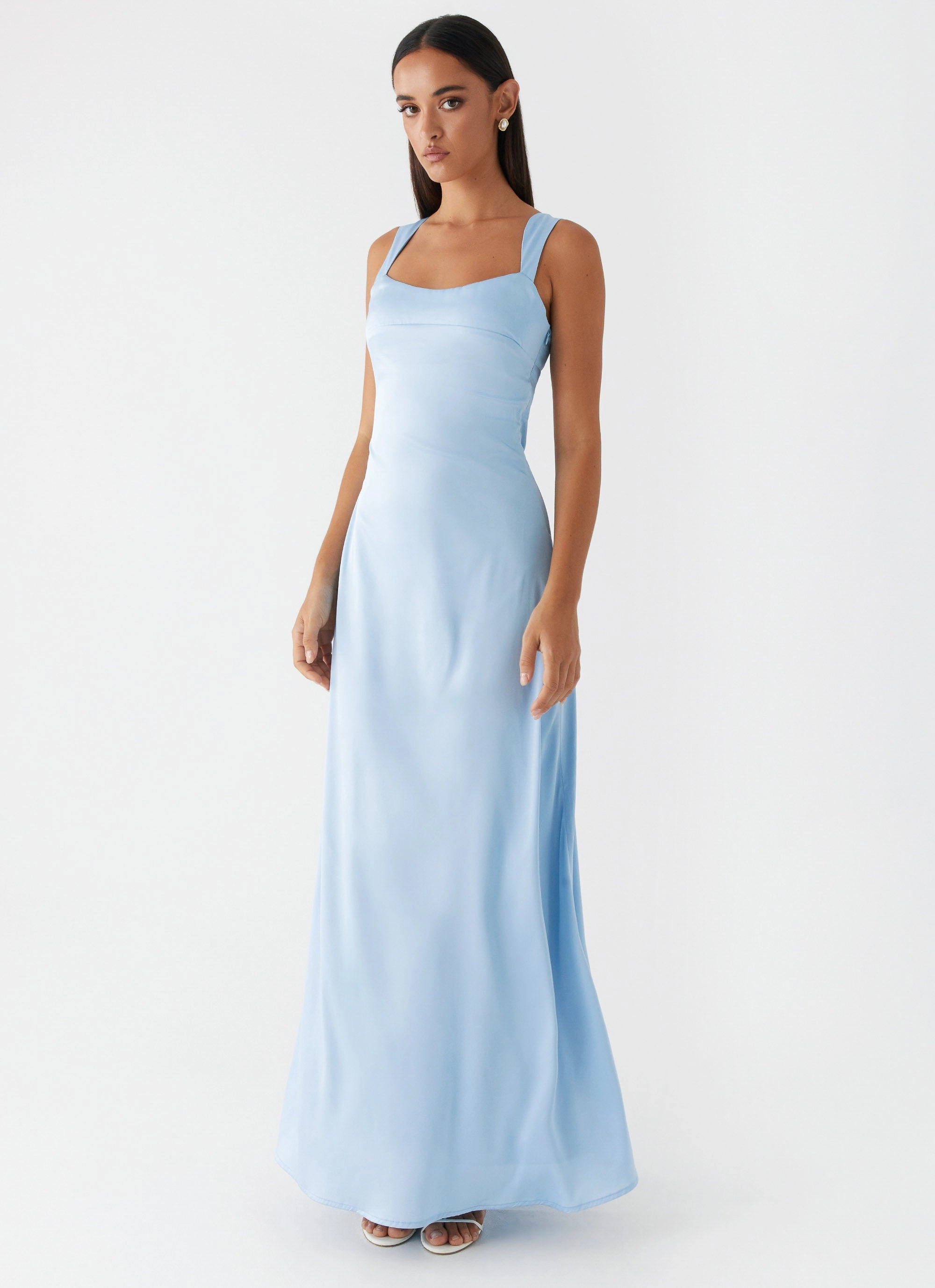 Recycled-Material Odette Satin Maxi Dress - Blue
