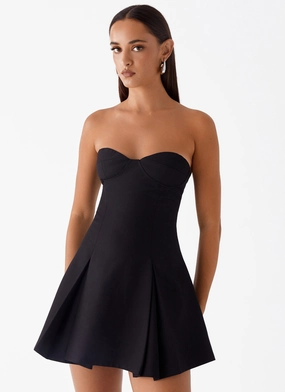 Relaxed and Elegant Victoria Strapless Mini Dress - Black