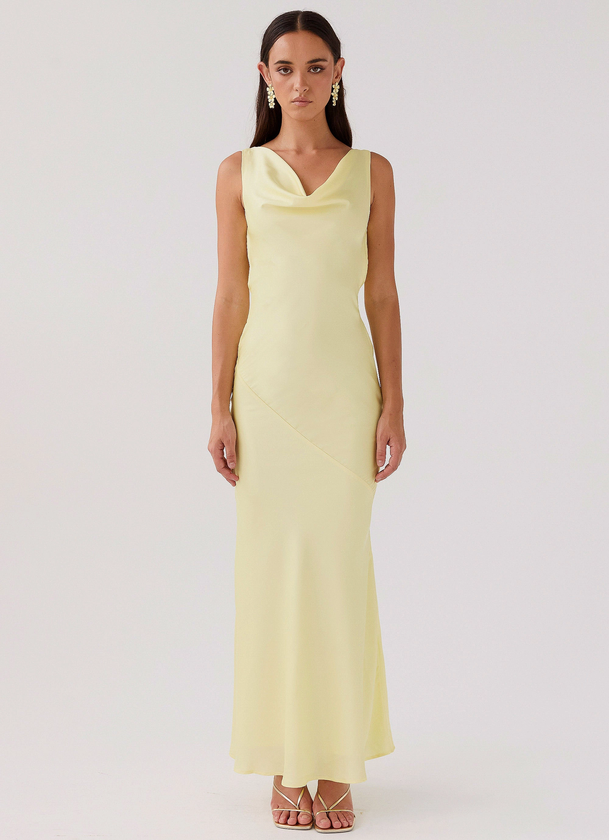 Be Mine Satin Maxi Dress - Canary Airy Touch