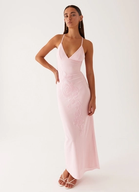 Retro Mood Beki Beaded Mesh Maxi Dress - Pink