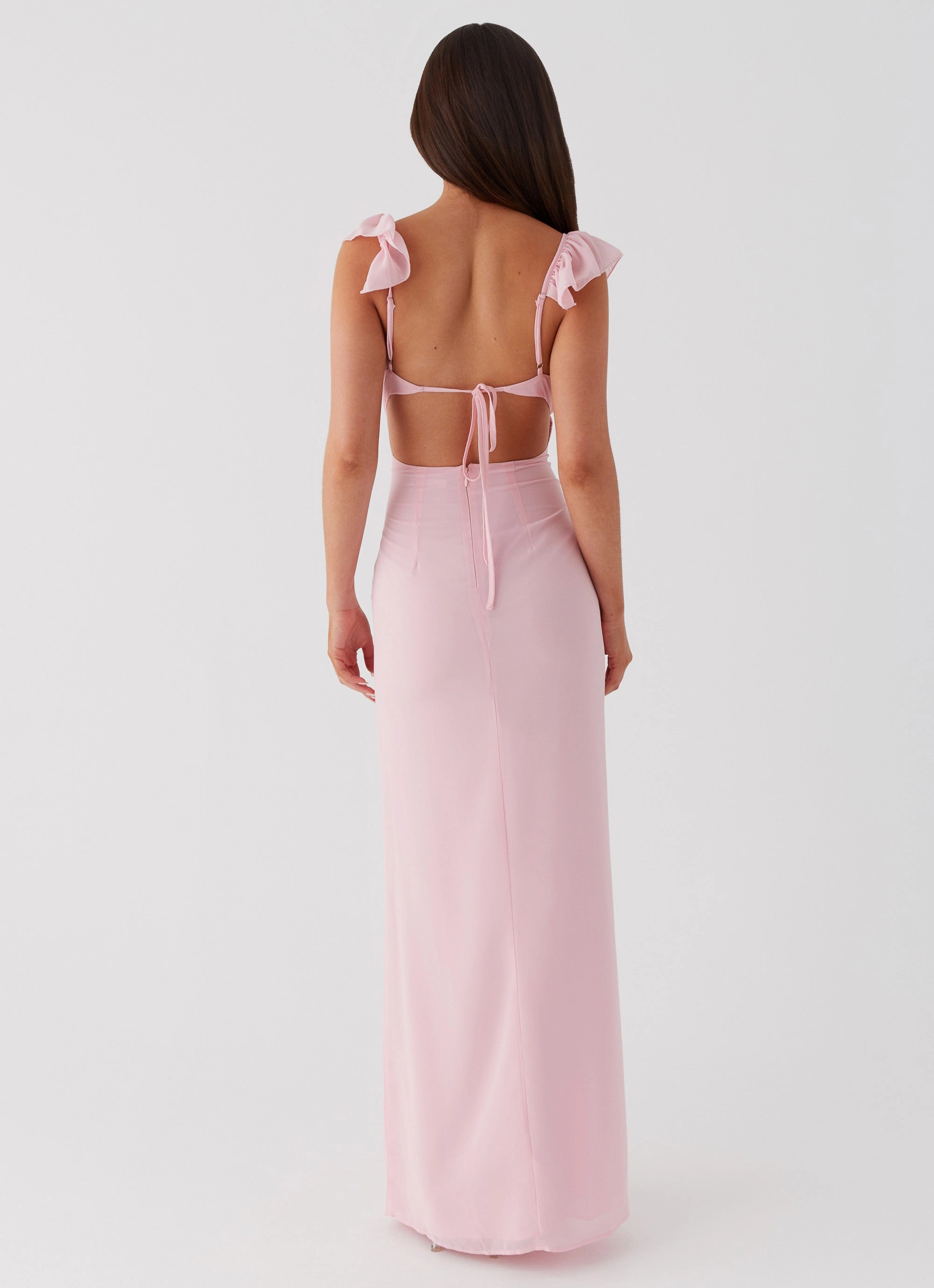 Silvie Maxi Dress - Pink Applique-Detail Mermaid-Hem