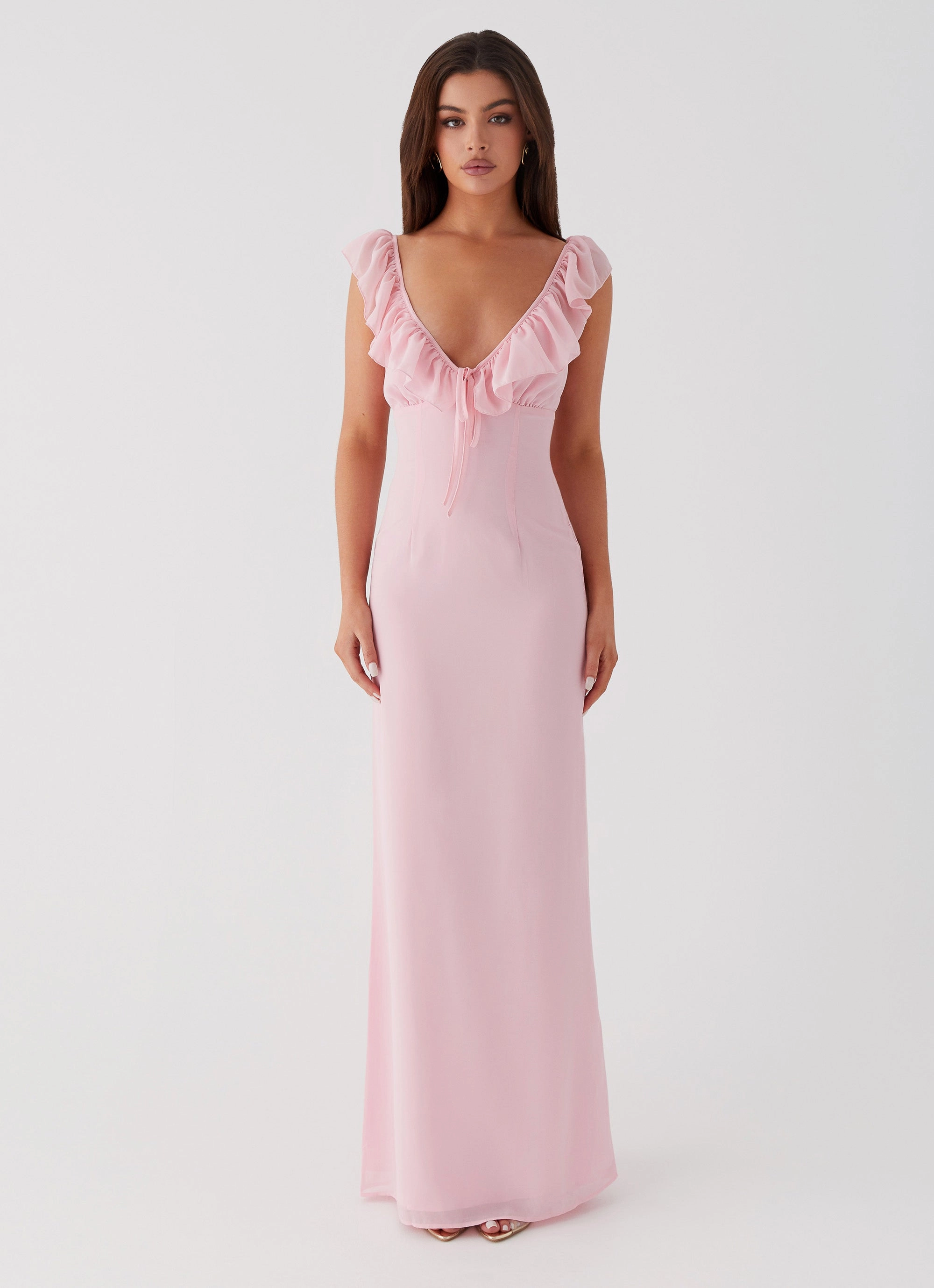 Silvie Maxi Dress - Pink Retro Detail