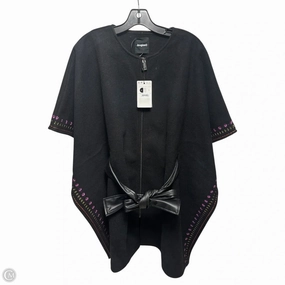 Belted Embroidered Poncho By Desigual In Black, Size: Osfm Modern Travel Look