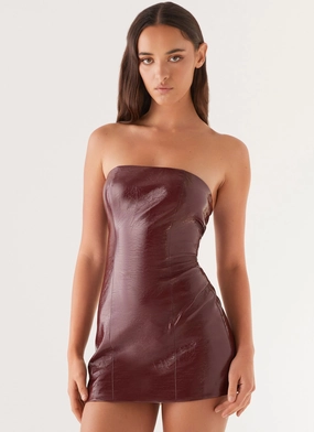 Edge Shape Big Shot Strapless Mini Dress - Merlot