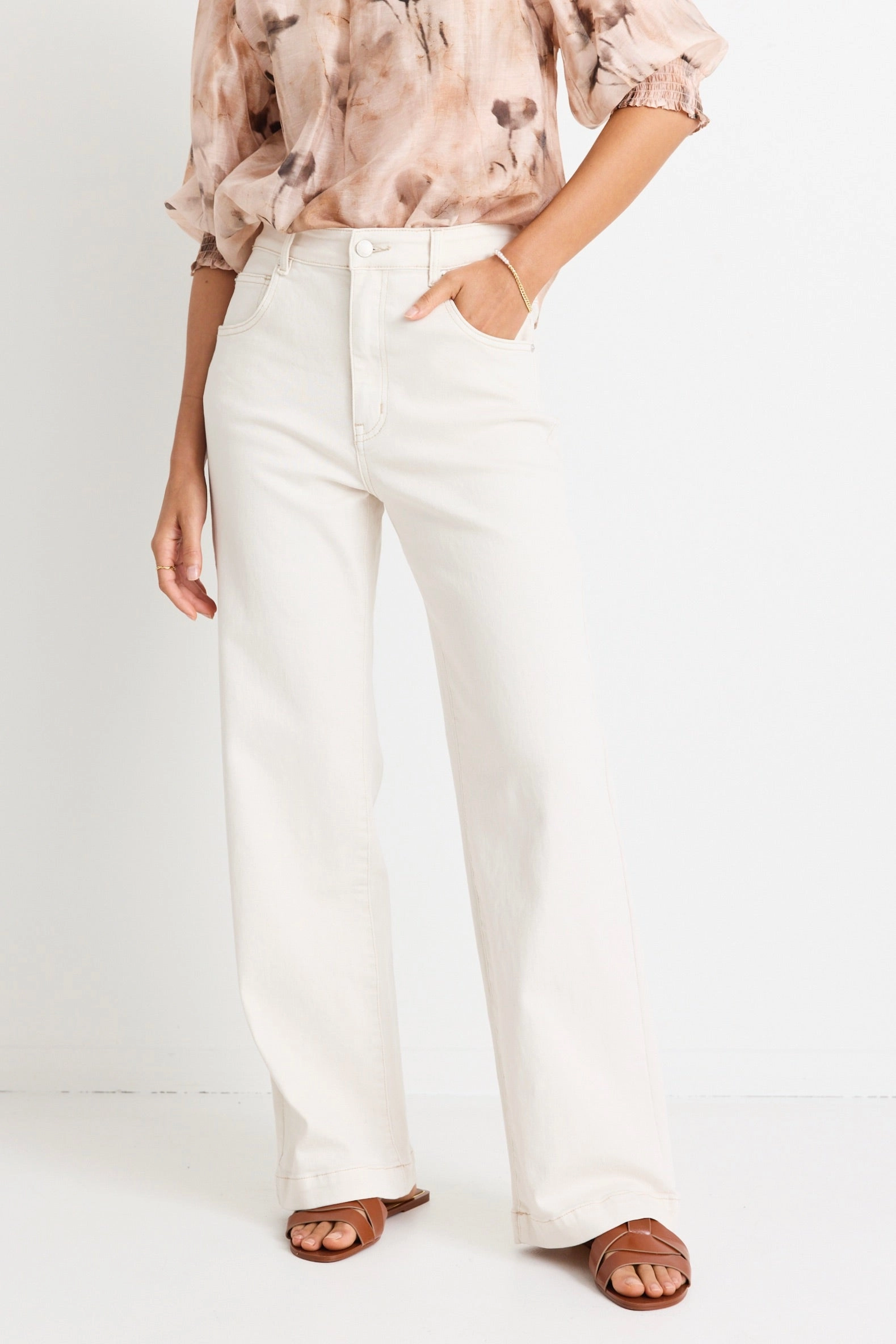 Everyday Classic Wear Comfy Style Appropriate Billie Ivory High Waist Wide Leg Jean