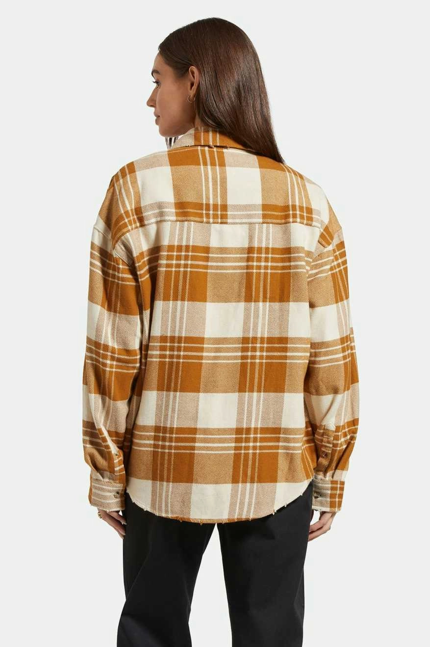 Odor Control Finish Bowery Washed Copper White Check Flannel Shirt