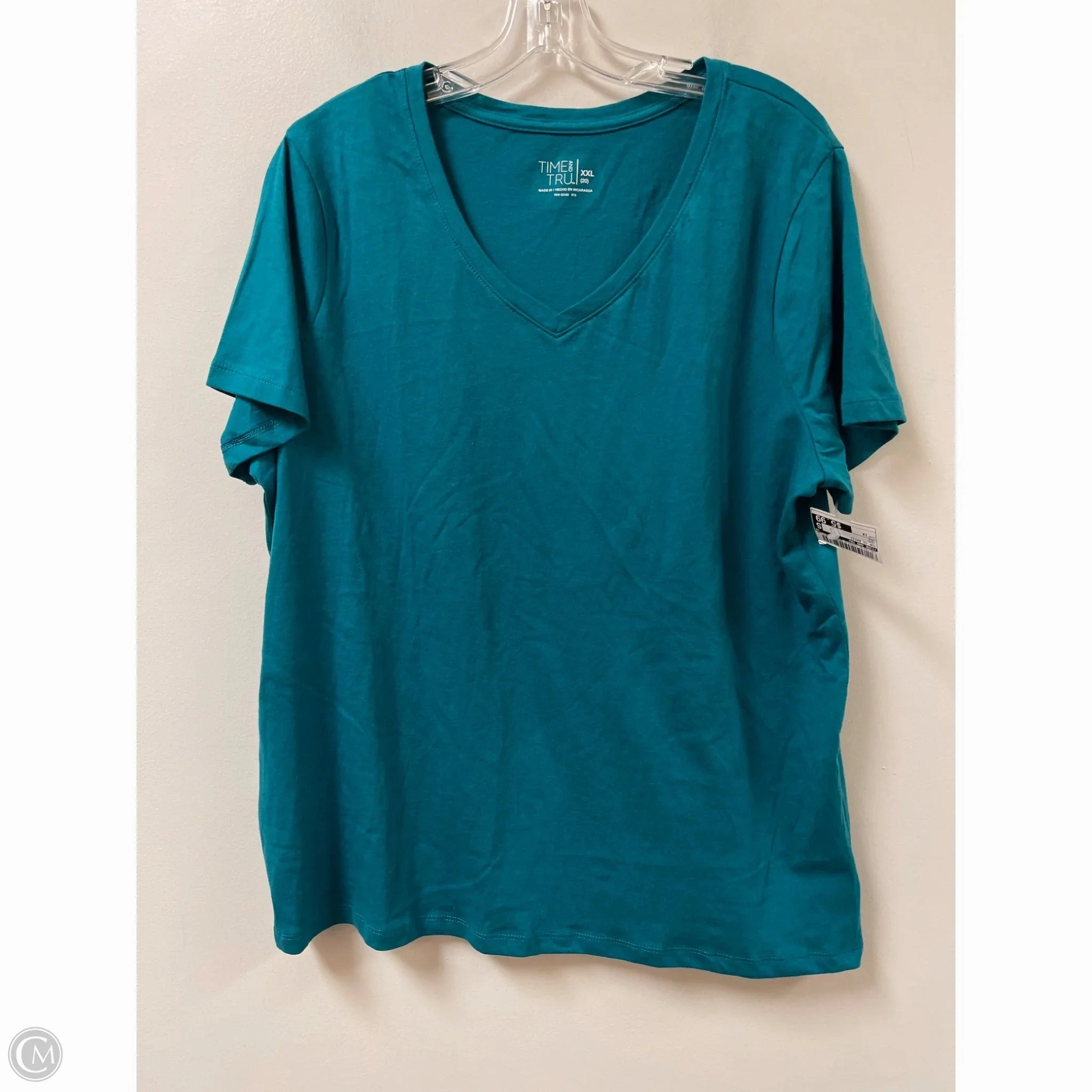 Top Short Sleeve Basic By Time And Tru In Teal, Size: 1x Eco Certified Fiber