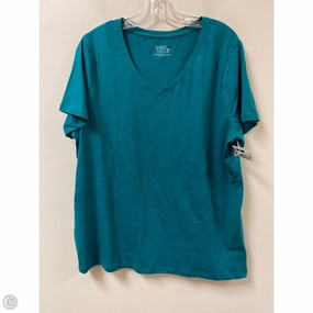 Top Short Sleeve Basic By Time And Tru In Teal, Size: 1x Eco Certified Fiber