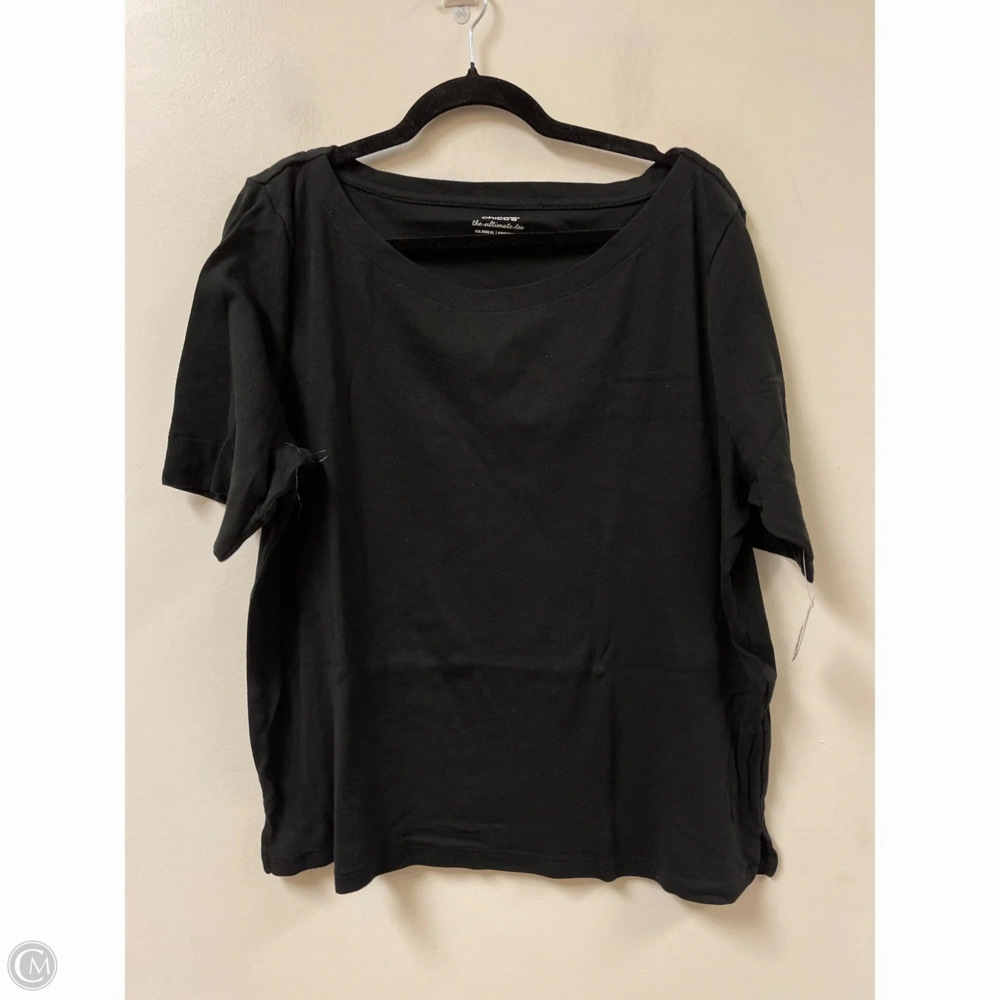 Seam Free Edging Comfort Stretch Fit Top Short Sleeve By Chicos In Black, Size: Xl
