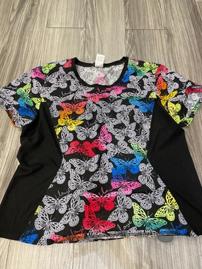 Fur combination Soft and Flexible Black Top Short Sleeve Cherokee, Size 2x