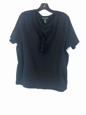Soft and breathable Airflow Ventilation System Black Top Short Sleeve Lauren By Ralph Lauren, Size 2x