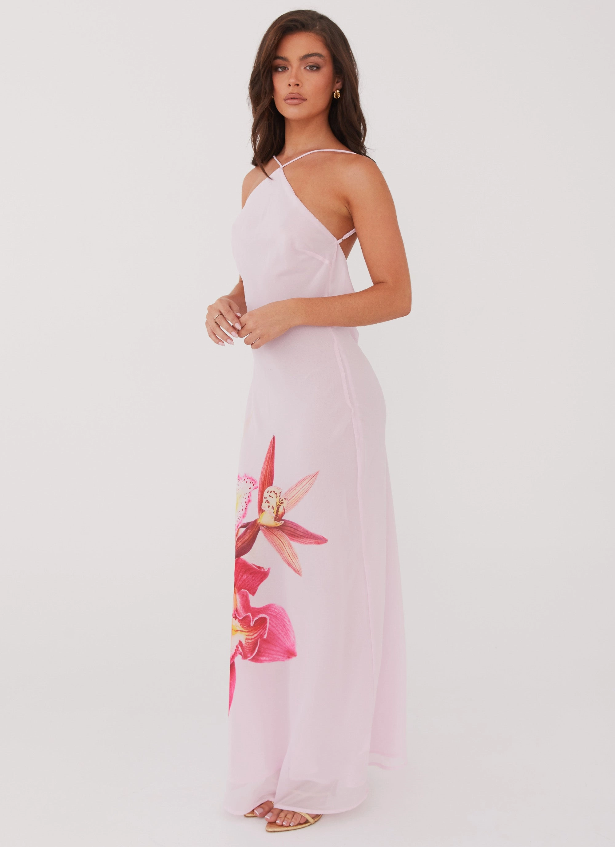 Blossom Hearts Maxi Dress - Pink Peony Smooth Layering Flare Breeze