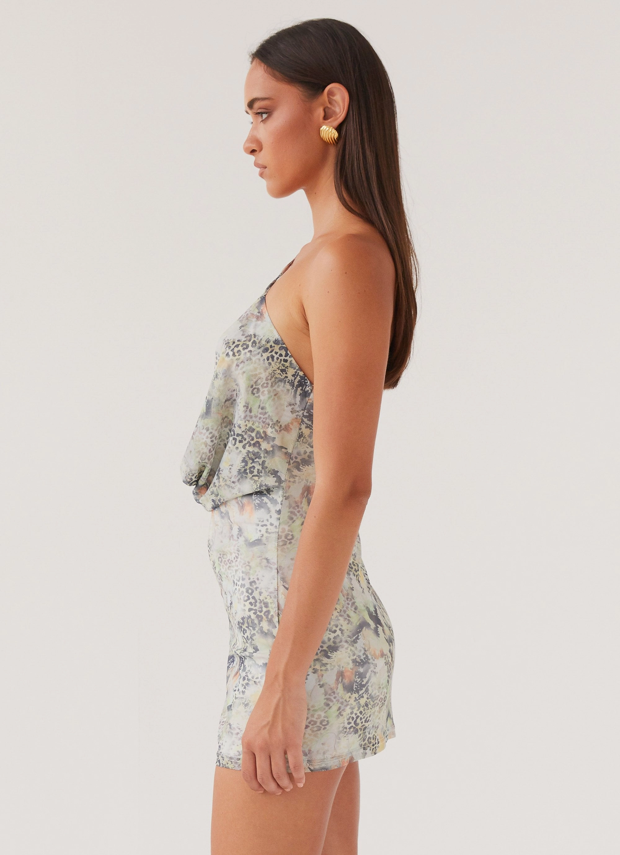 Bohemian Bliss Mesh Mini Dress - Leopard Luxe Buckle-Detail Sophisticated and Relaxed