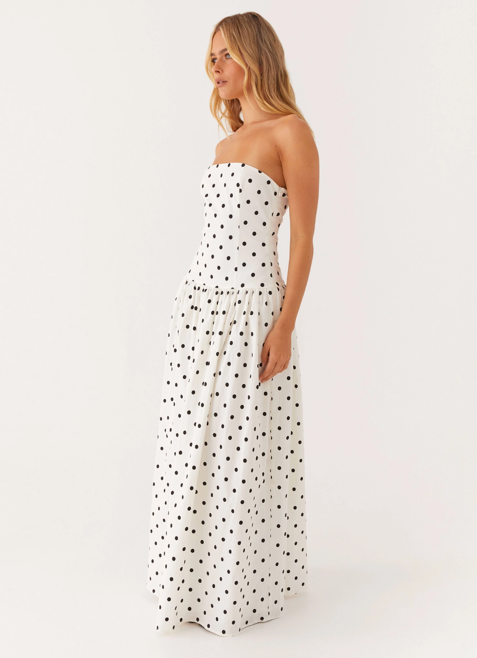 Andorra Maxi Dress - White Polkadot Modern Twist