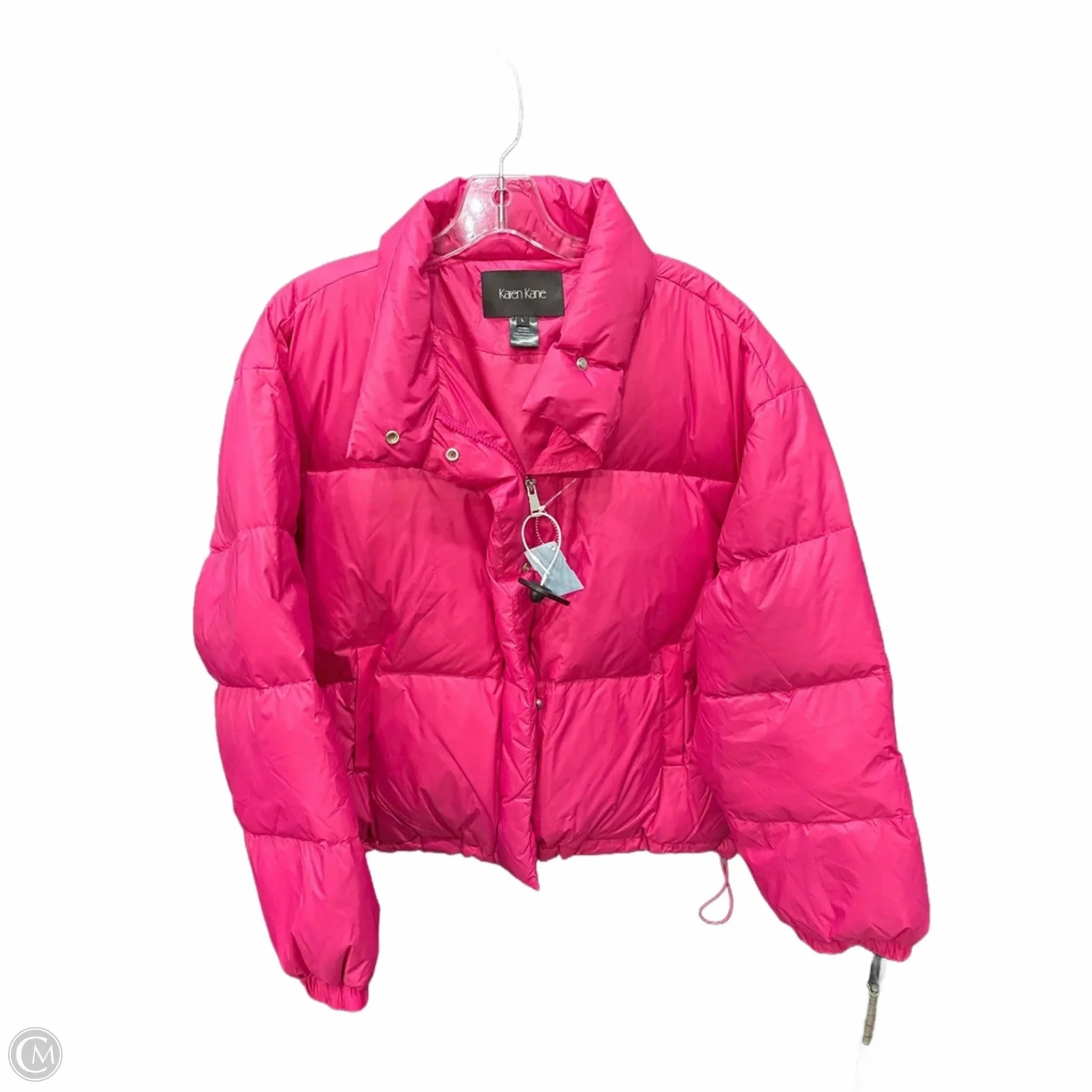 Light Reflective Logos Coat Puffer & Quilted By Karen Kane In Pink, Size: L