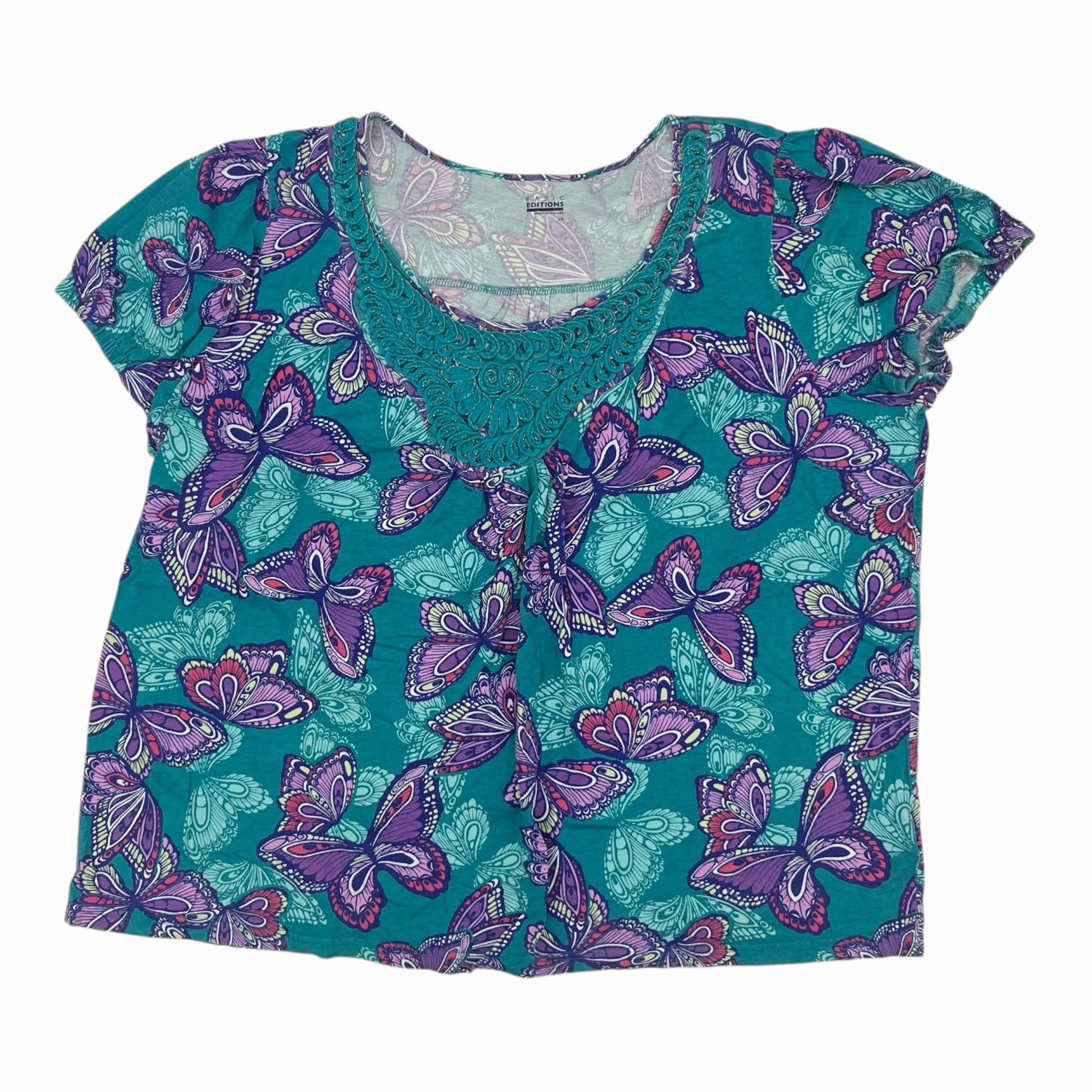 Top Ss By Basic Editions In Blue, Size:3X Comfy Pieces