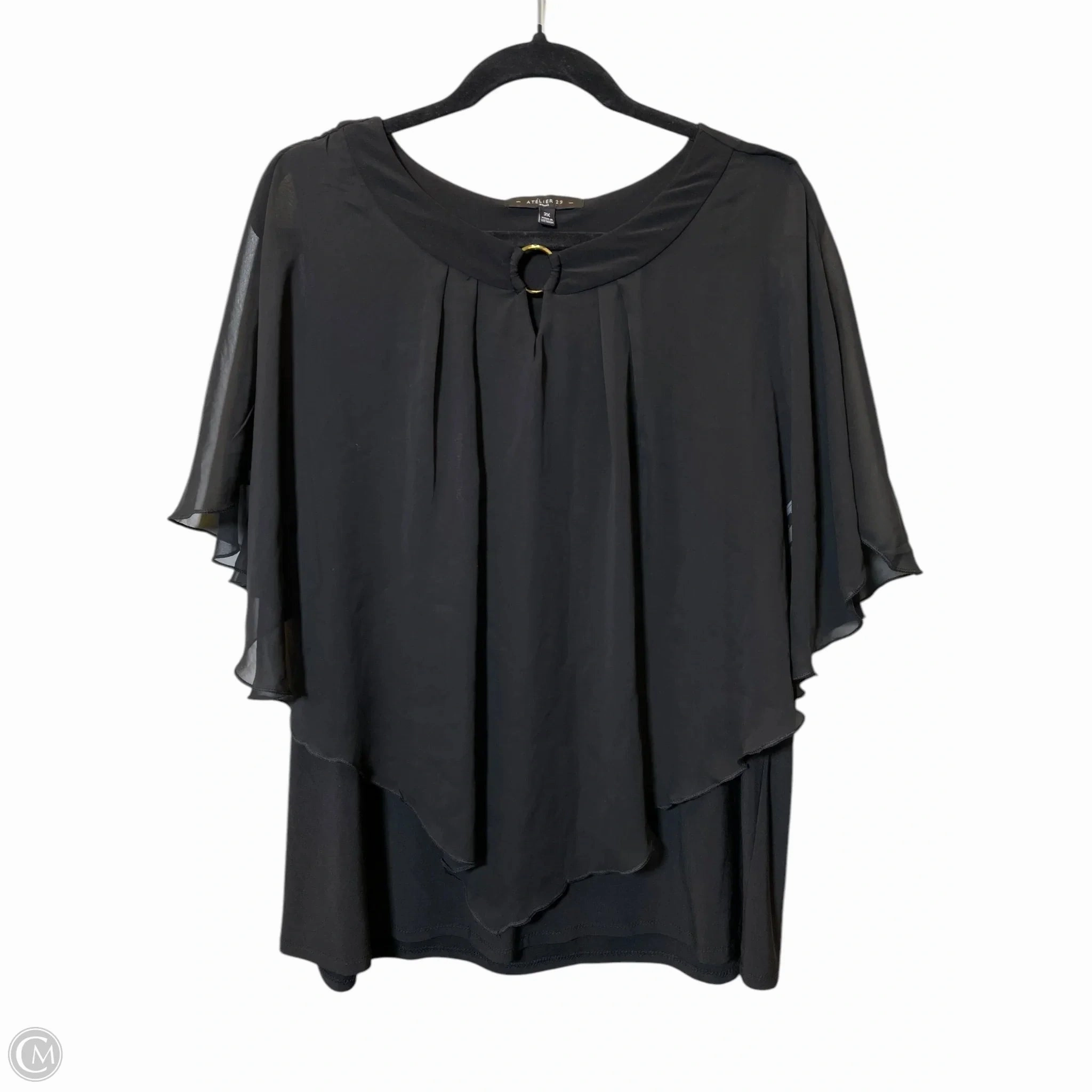 Top Short Sleeve By Atelier In Black, Size: 2x Soft and Lightweight