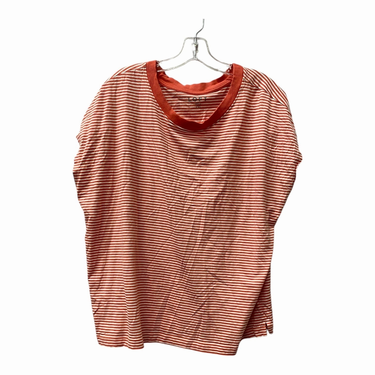 Breezy Comfort Top Ss By Loft In Orange & White, Size:1X