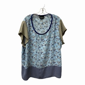 EcoConscious Processing Outdoor Smart Top Ss By Cynthia Rowley In Blue, Size:2X