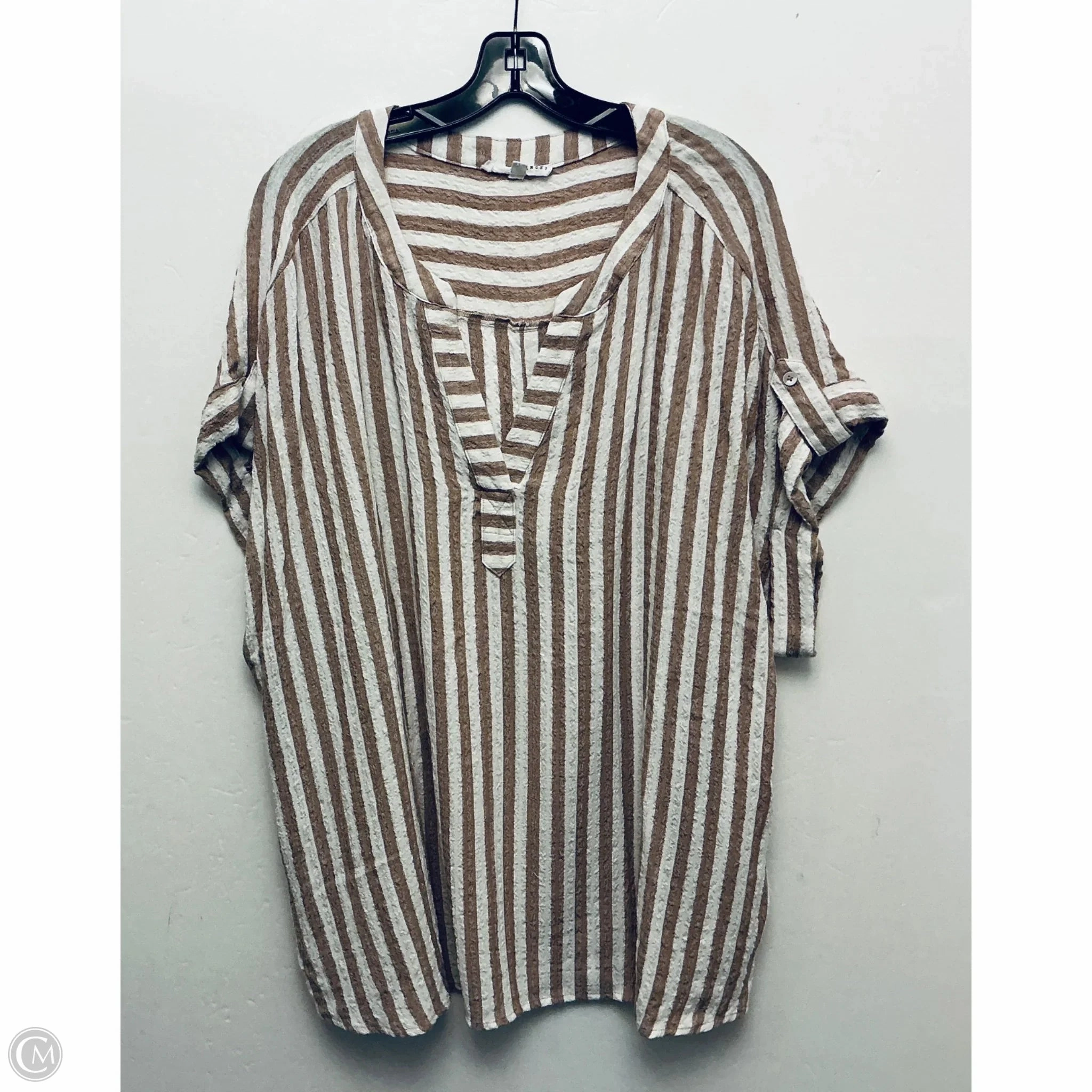 Performance Fit Wear Top Short Sleeve By Jane And Delancey In Striped Pattern, Size: 2x
