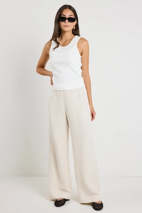 Stable Shape Boulevard Natural Linen Viscose Wide Leg Pants