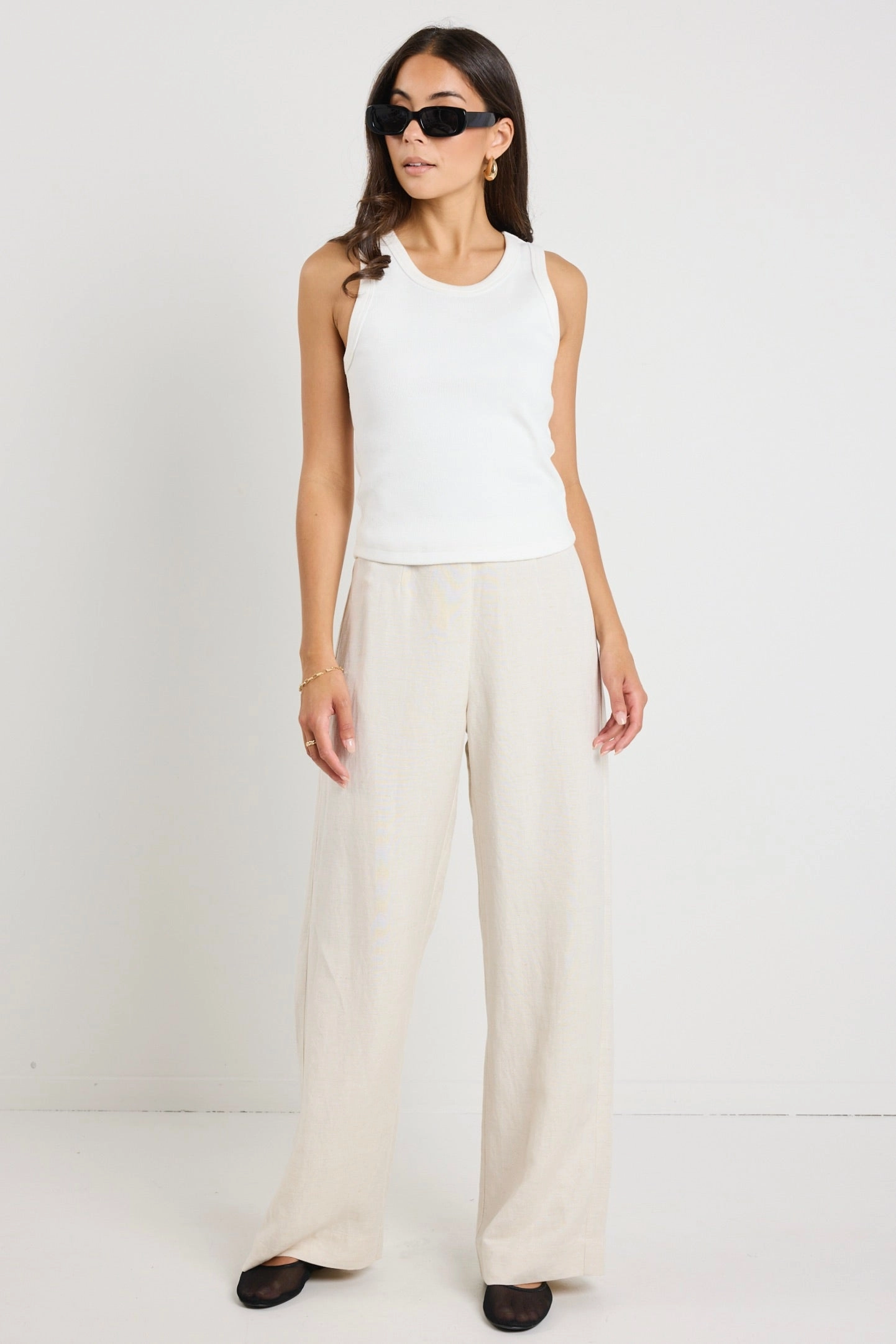 Lightweight Material Boulevard Natural Linen Viscose Wide Leg Pants