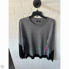 Sweater Designer By Karl Lagerfeld In Black & Silver, Size: L Knitted Look Textured Knit