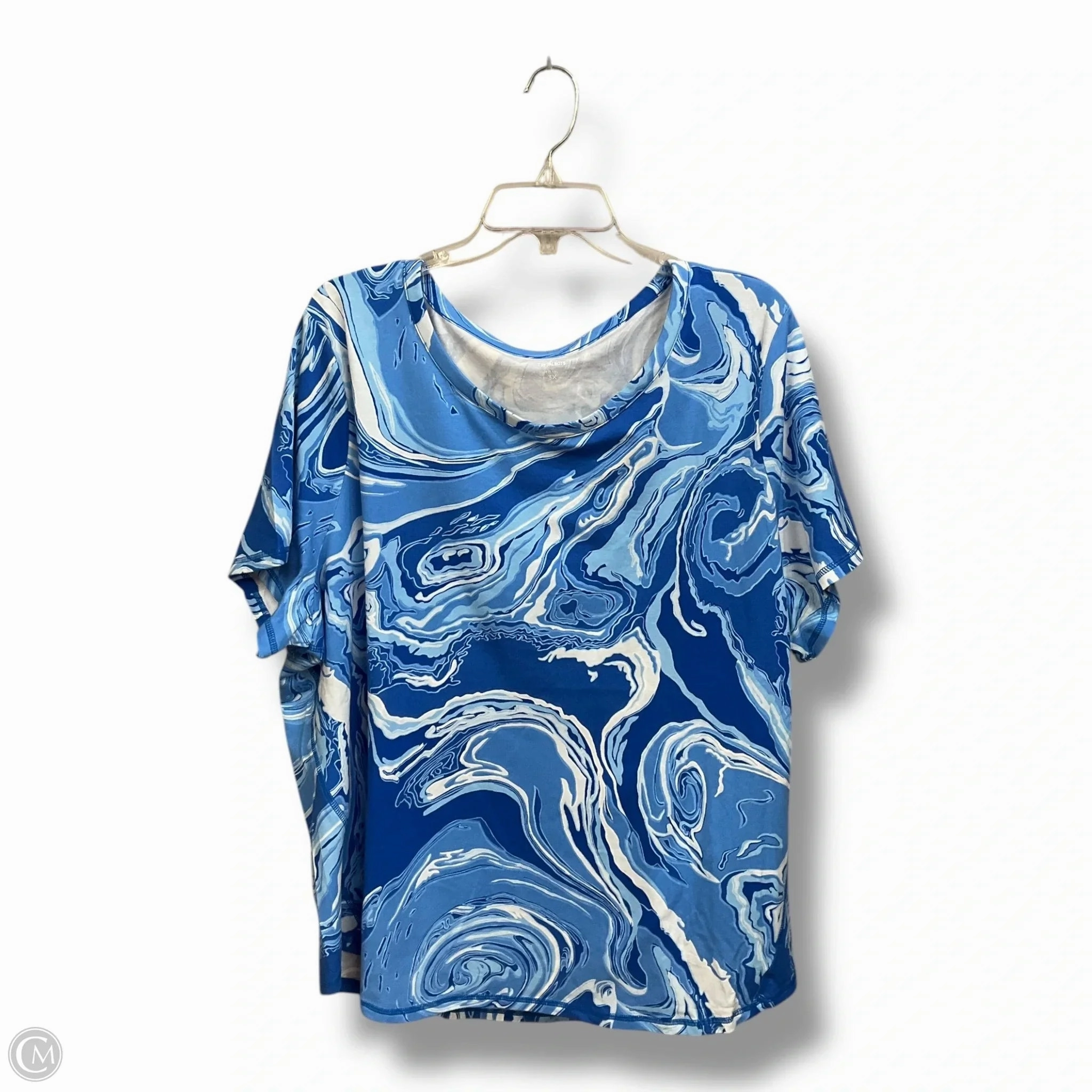Top Short Sleeve By Talbots In Blue & White, Size: 3x Active Layering
