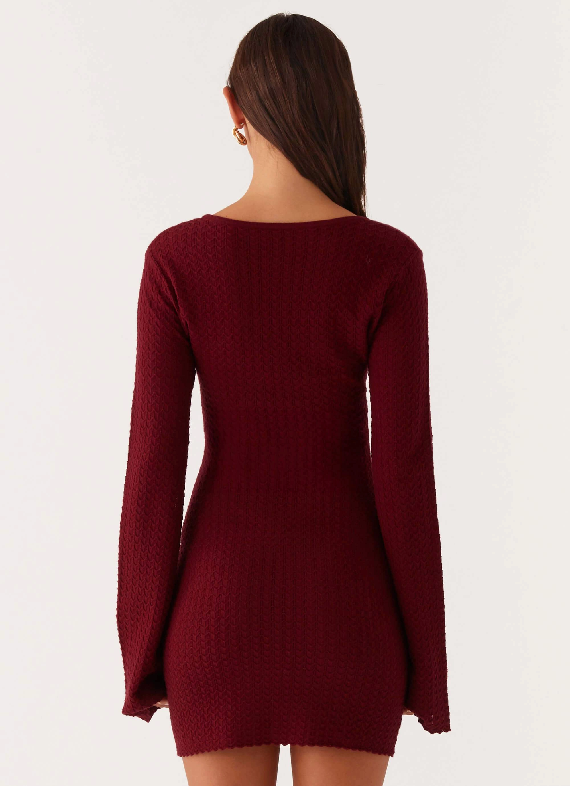 Semi Formal Lavelle Knit Mini Dress - Maroon