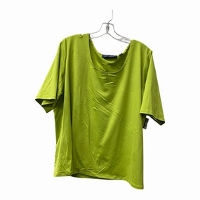 Breathable Flex Fit QuickDry Material Top Ss By Susan Graver In Green, Size:2X