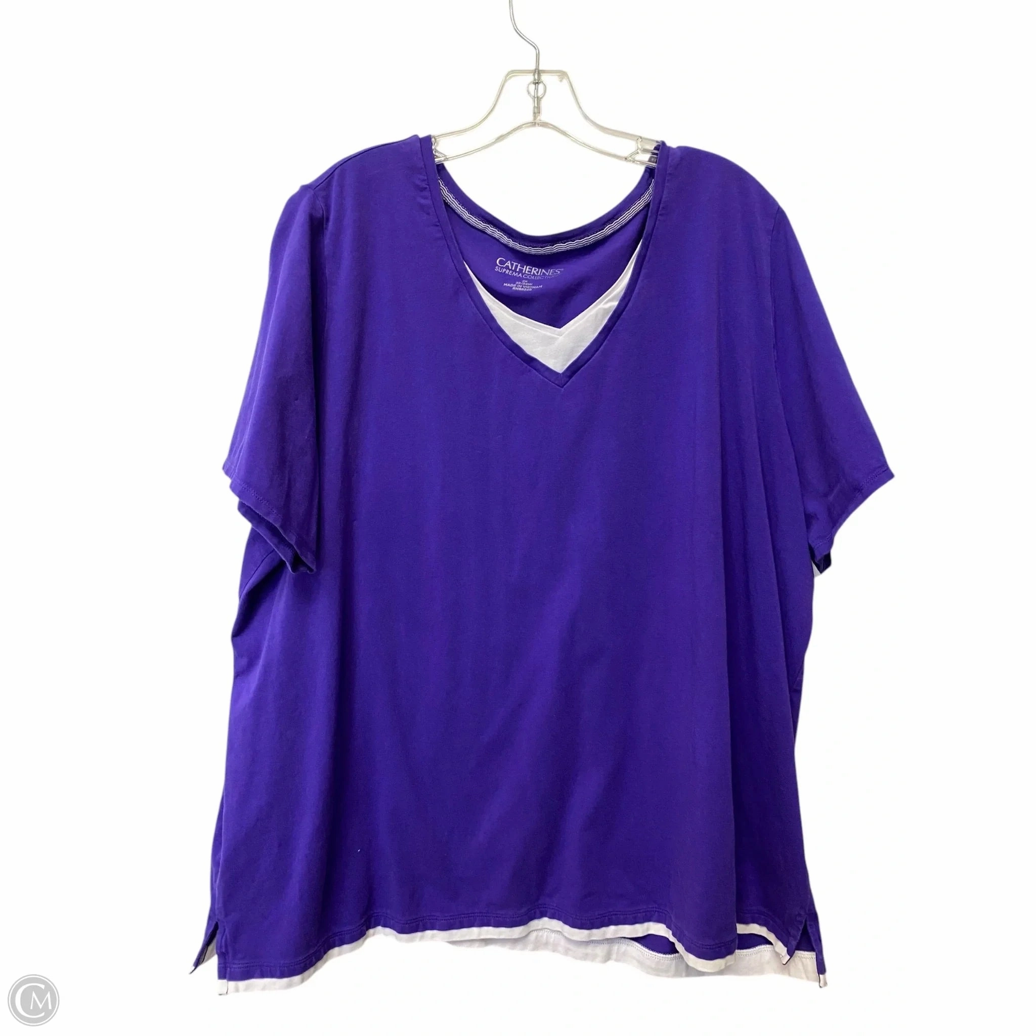 Top Short Sleeve Basic By Catherines In Purple, Size: 2x Party fun