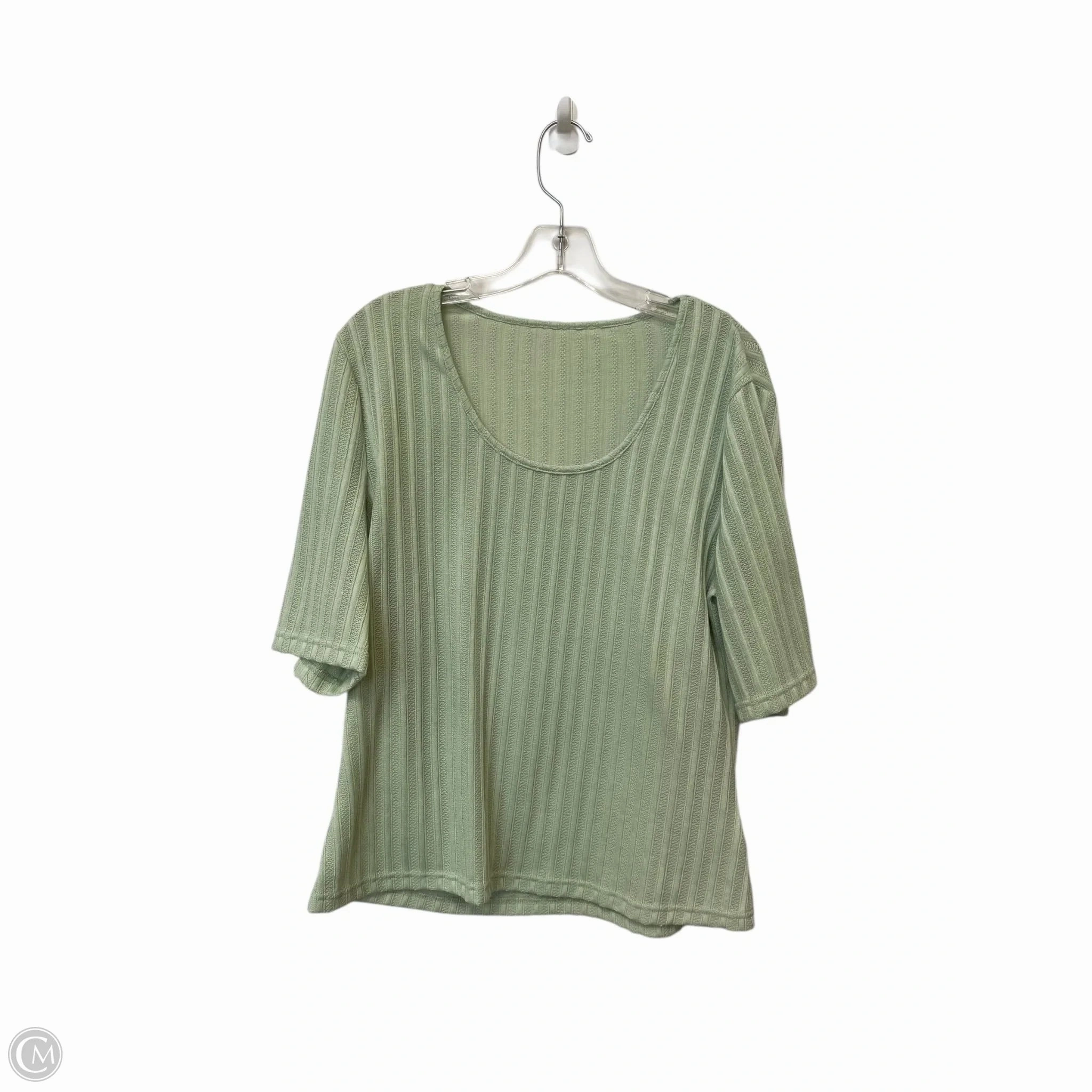 SeamFreeShoulders Top Short Sleeve Basic By Cmf In Green, Size: 2x