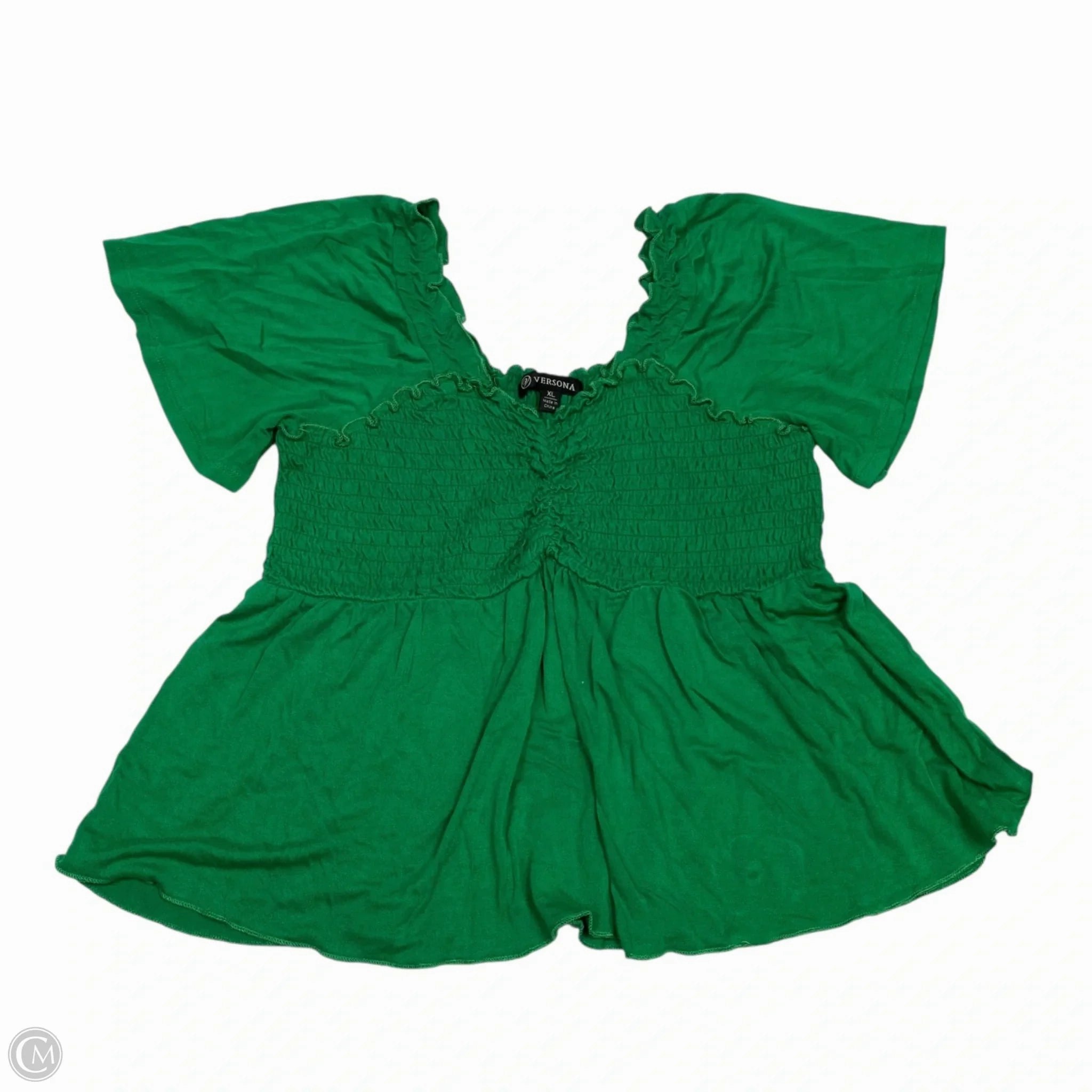 Top Short Sleeve By Versona In Green, Size: Xl Vintage Style