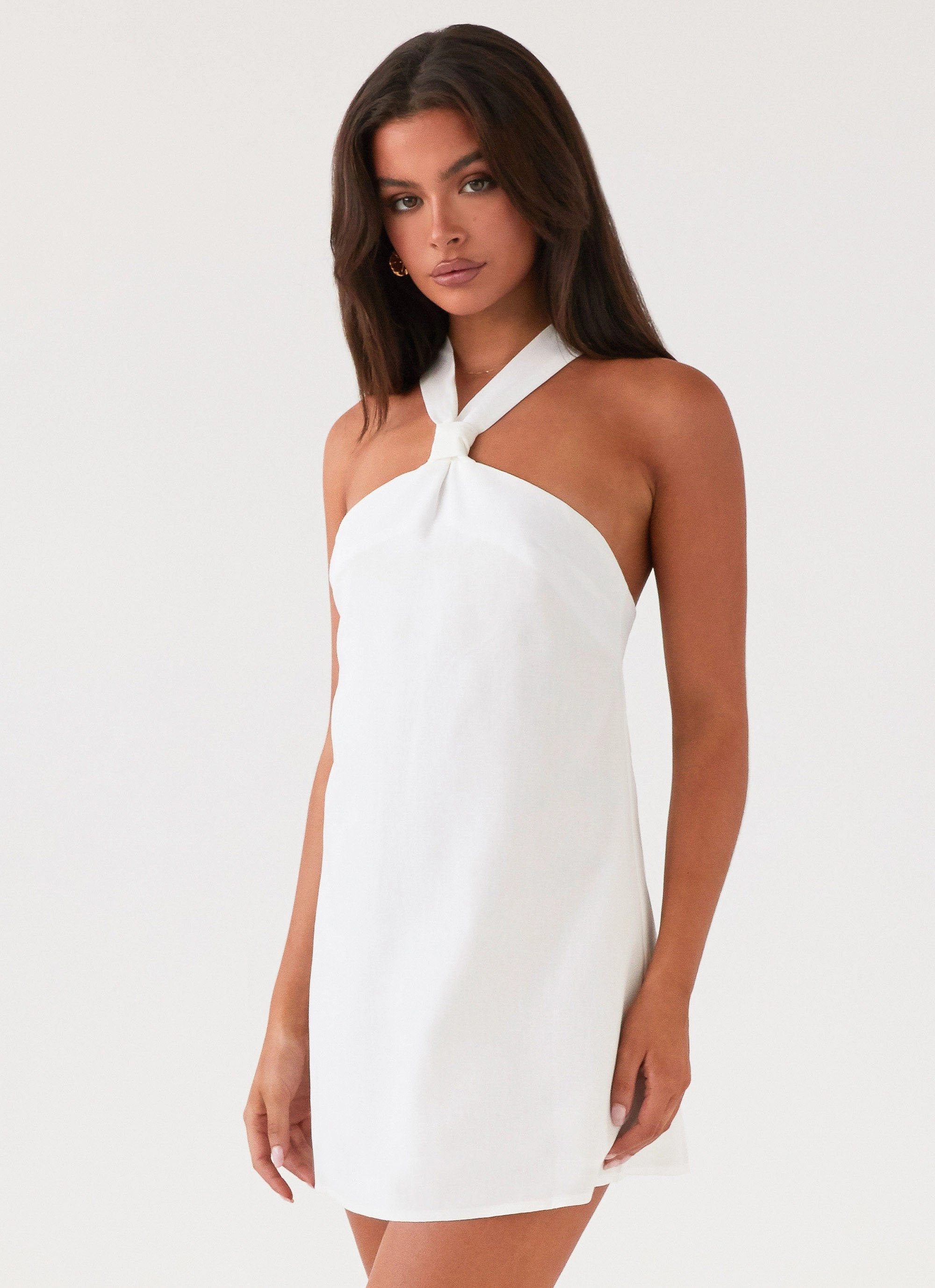 Keira Linen Mini Dress - White Classic Layers City Style