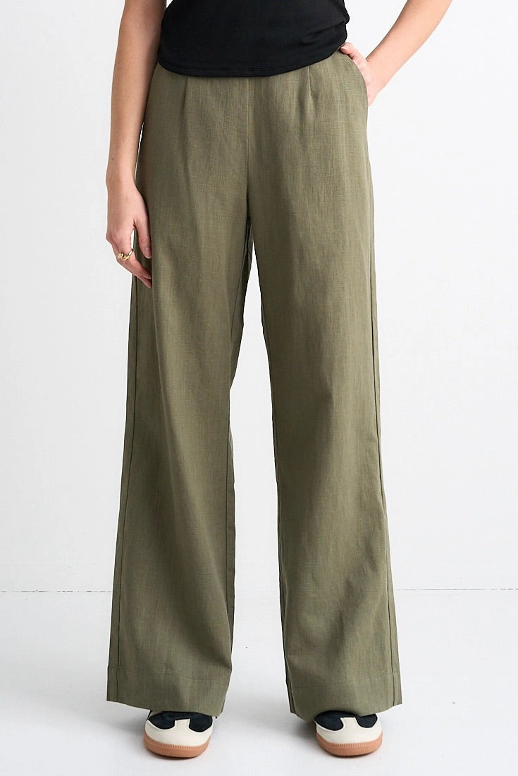 Quick Change Boardwalk Soft Khaki Ramie Extended Waist Pants