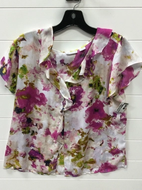 Top Ss By Liz Claiborne In Floral Print, Size:Xl Easy Wear Option